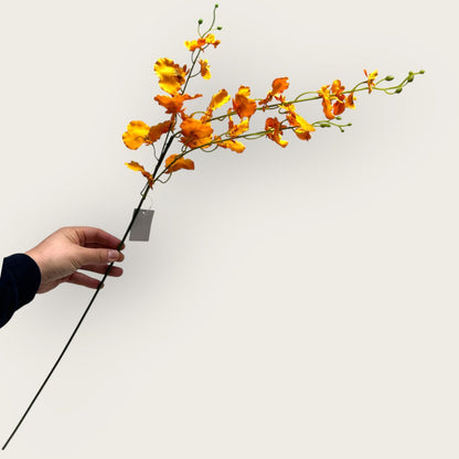 Orangefarbenes Oncidium | Kunstblume aus Seide | Länge 97cm 1Stk - Yucca Deko