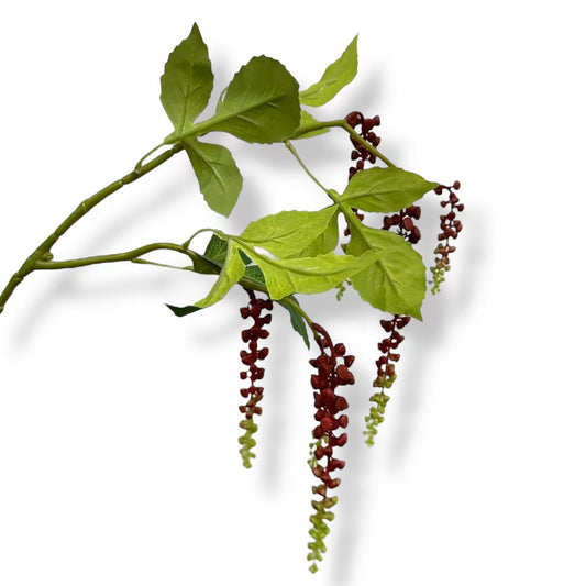 Phytolacca Americana Red-03 | Seide Künstliche Blütenlänge 65 cm 1pcs - Yucca Deko