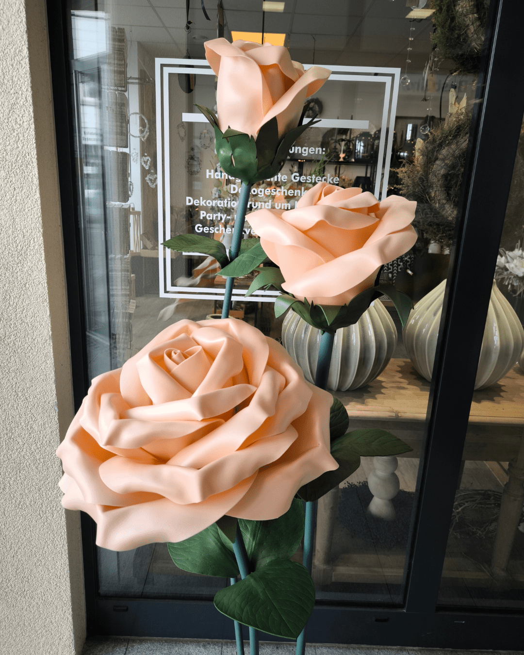 Schaumstoffblume 3 Rosen Set Champagne - Yucca Deko
