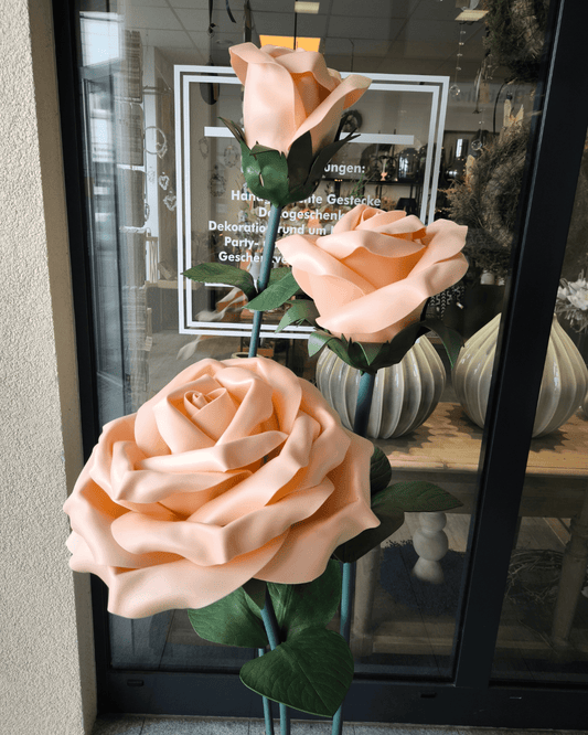 Schaumstoffblume 3 Rosen Set Champagne - Yucca Deko