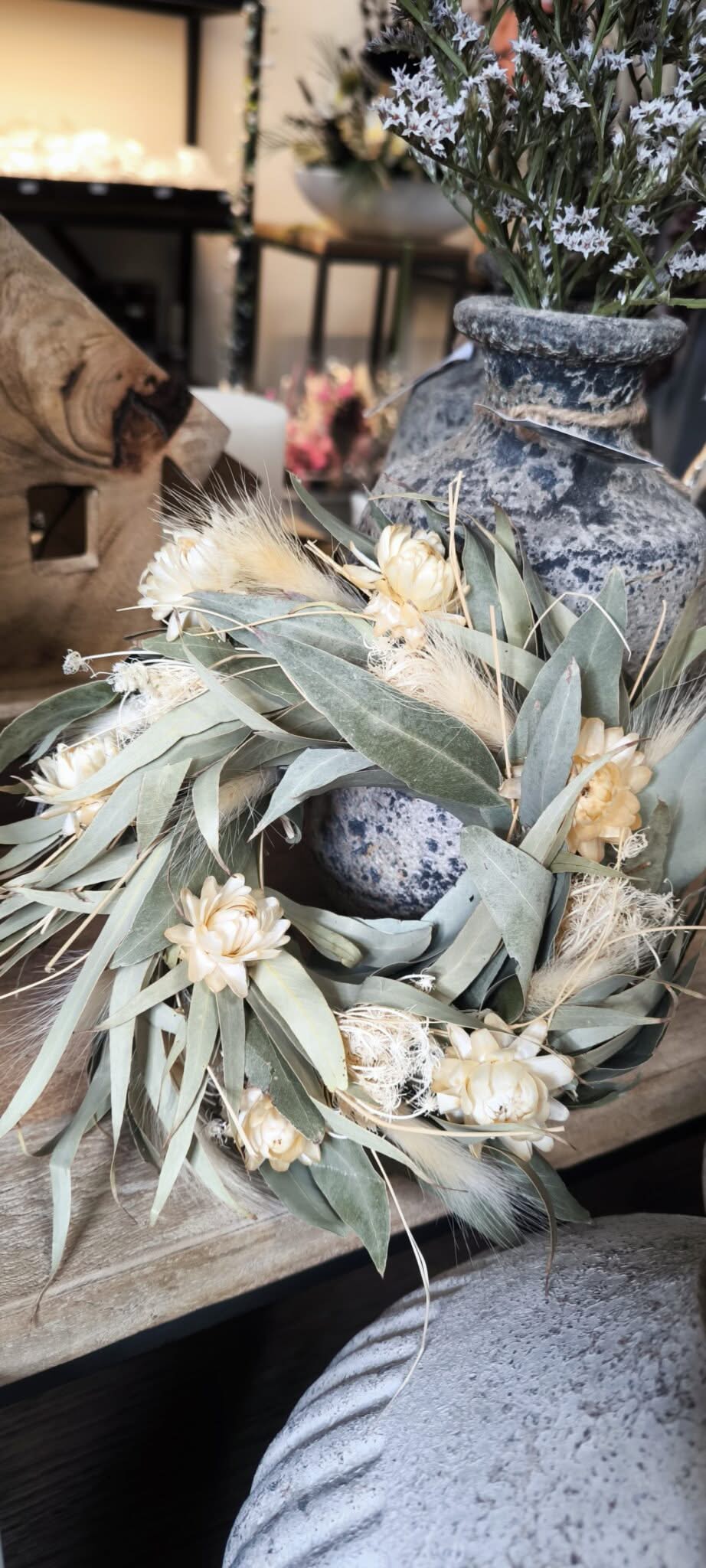 Trockenblumen Kranz 20 cm Eukalyptusblätter - Yucca Deko