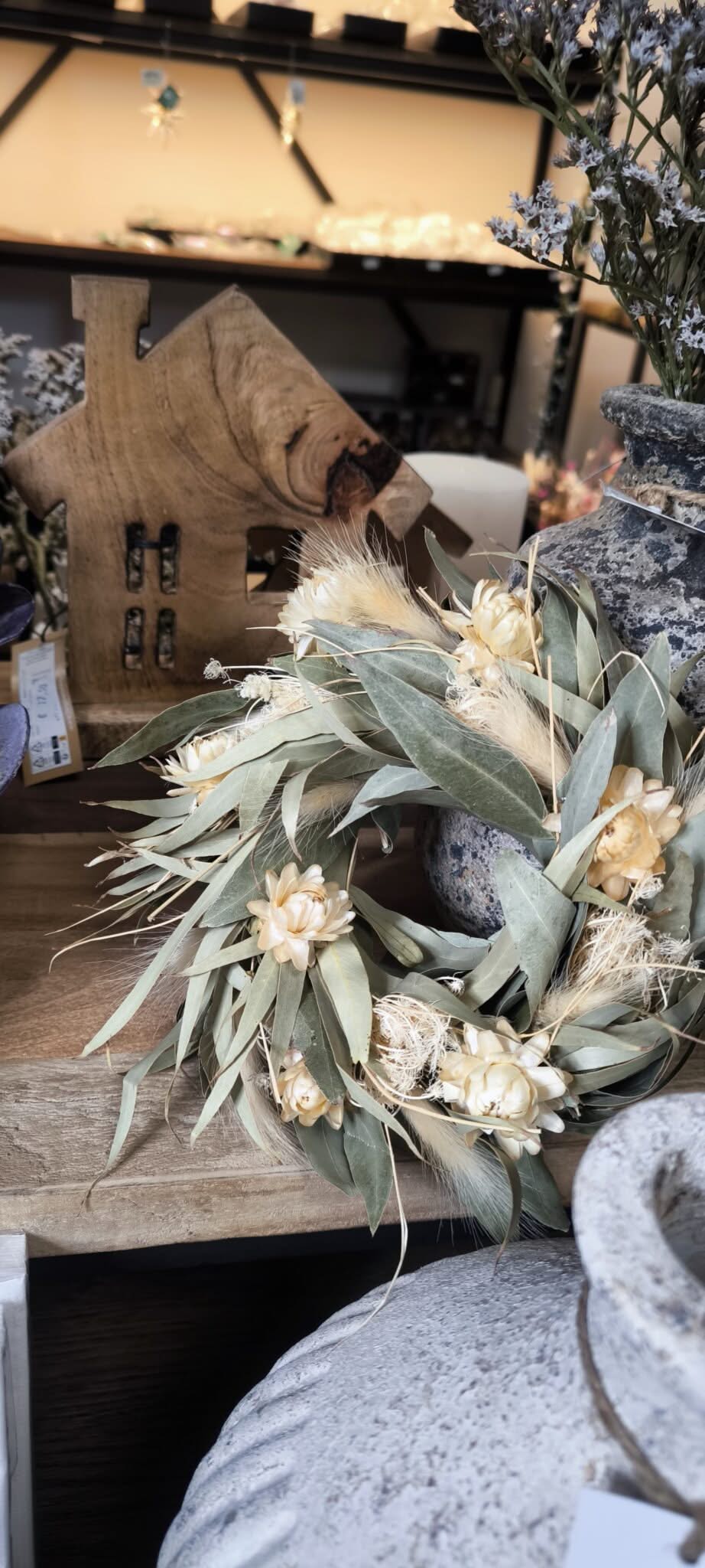 Trockenblumen Kranz 20 cm Eukalyptusblätter - Yucca Deko