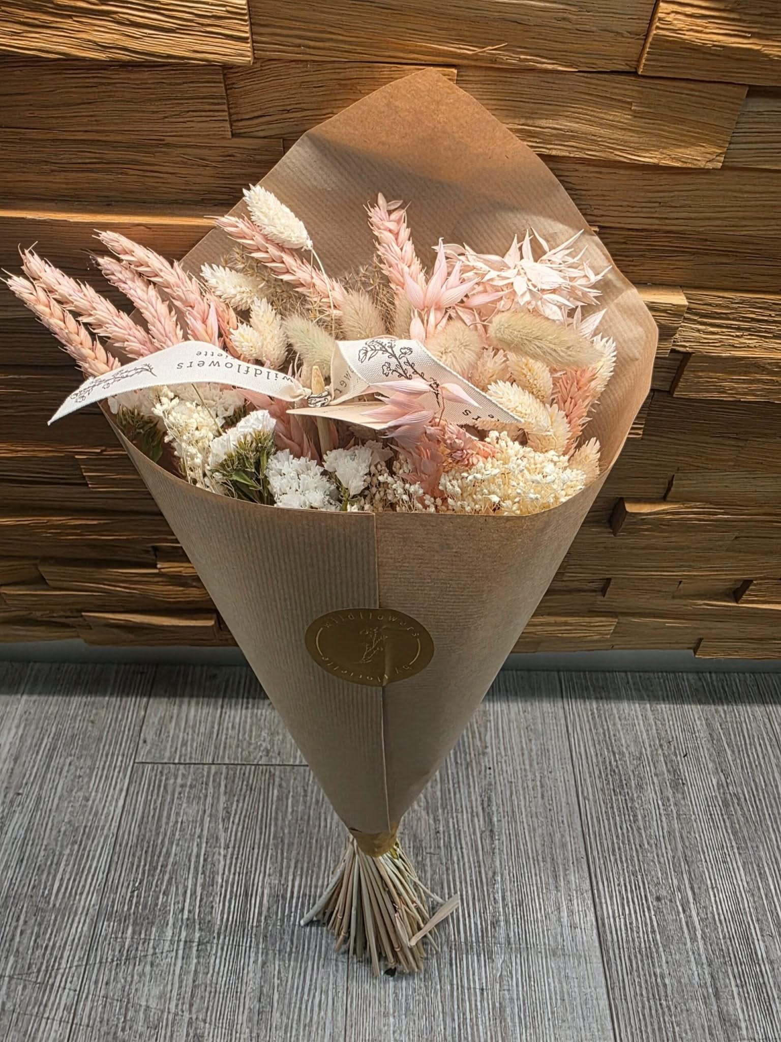 Trockenblumenstrauß Feldstrauß Elegant mittel 50cm rosa - Yucca Deko