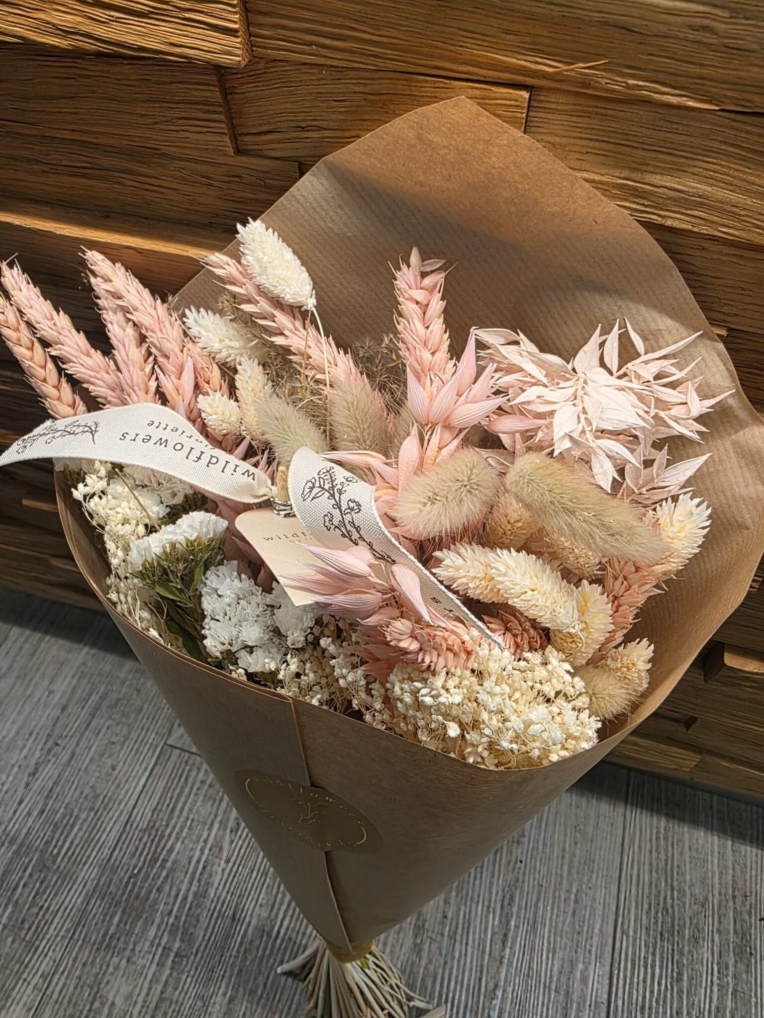 Trockenblumenstrauß Feldstrauß Elegant mittel 50cm rosa - Yucca Deko
