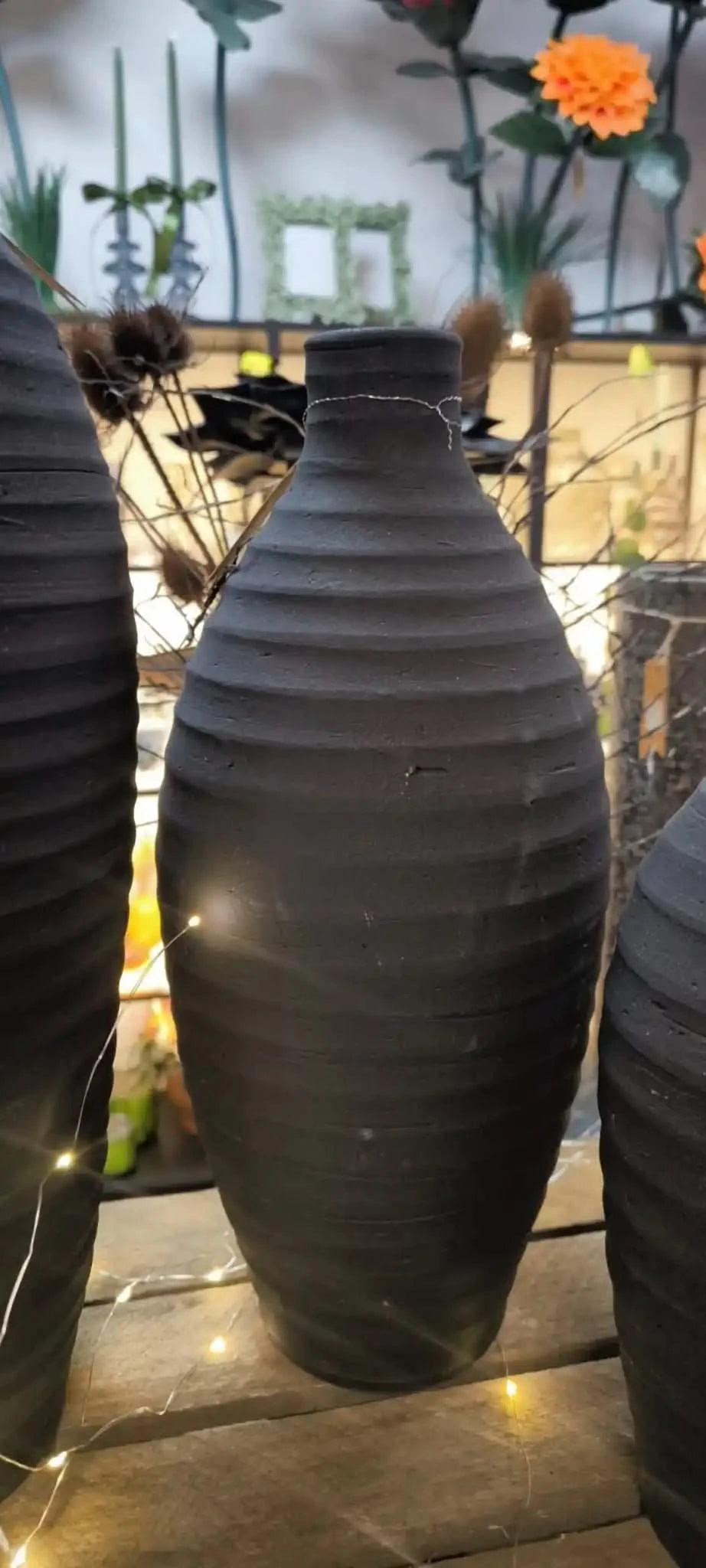 Vase Töpferton 40cm Handarbeit Schwarz - Yucca Deko