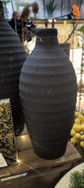 Vase Töpferton Handarbeit 30cm Schwarz - Yucca Deko