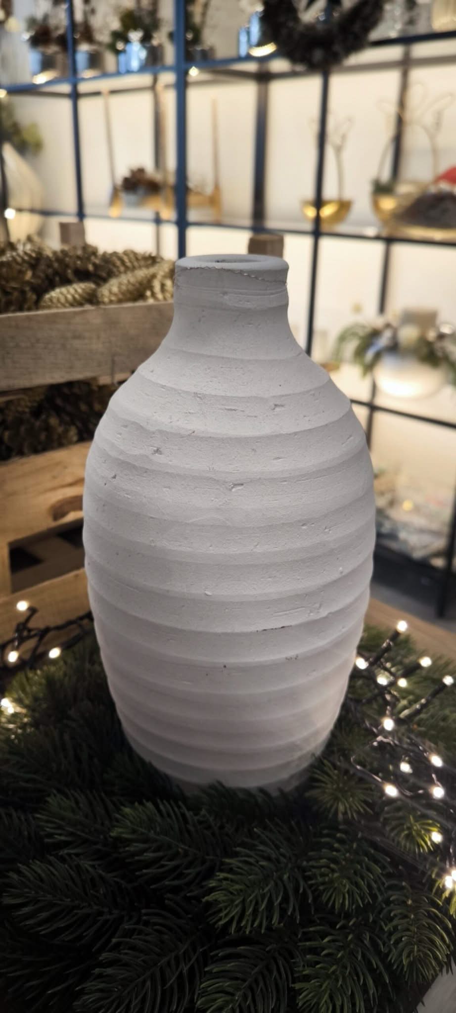Vase Töpferton Handarbeit 30cm Weiß - Yucca Deko