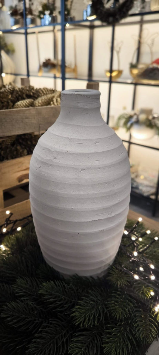 Vase Töpferton Handarbeit 30cm Weiß - Yucca Deko