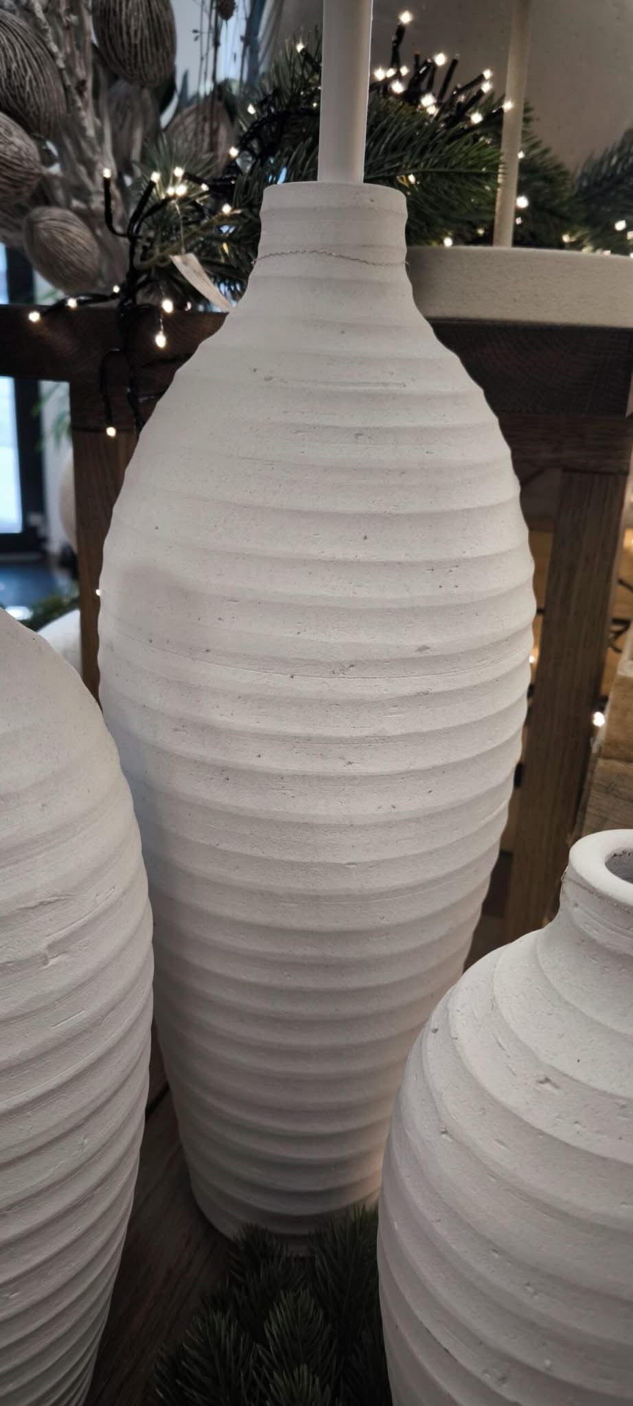 Vase Töpferton Handarbeit 50cm Weiß - Yucca Deko