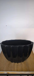 Vase Töpferton Lackiert Glänzend 18cm hoch 28cm breit Handarbeit - Yucca Deko
