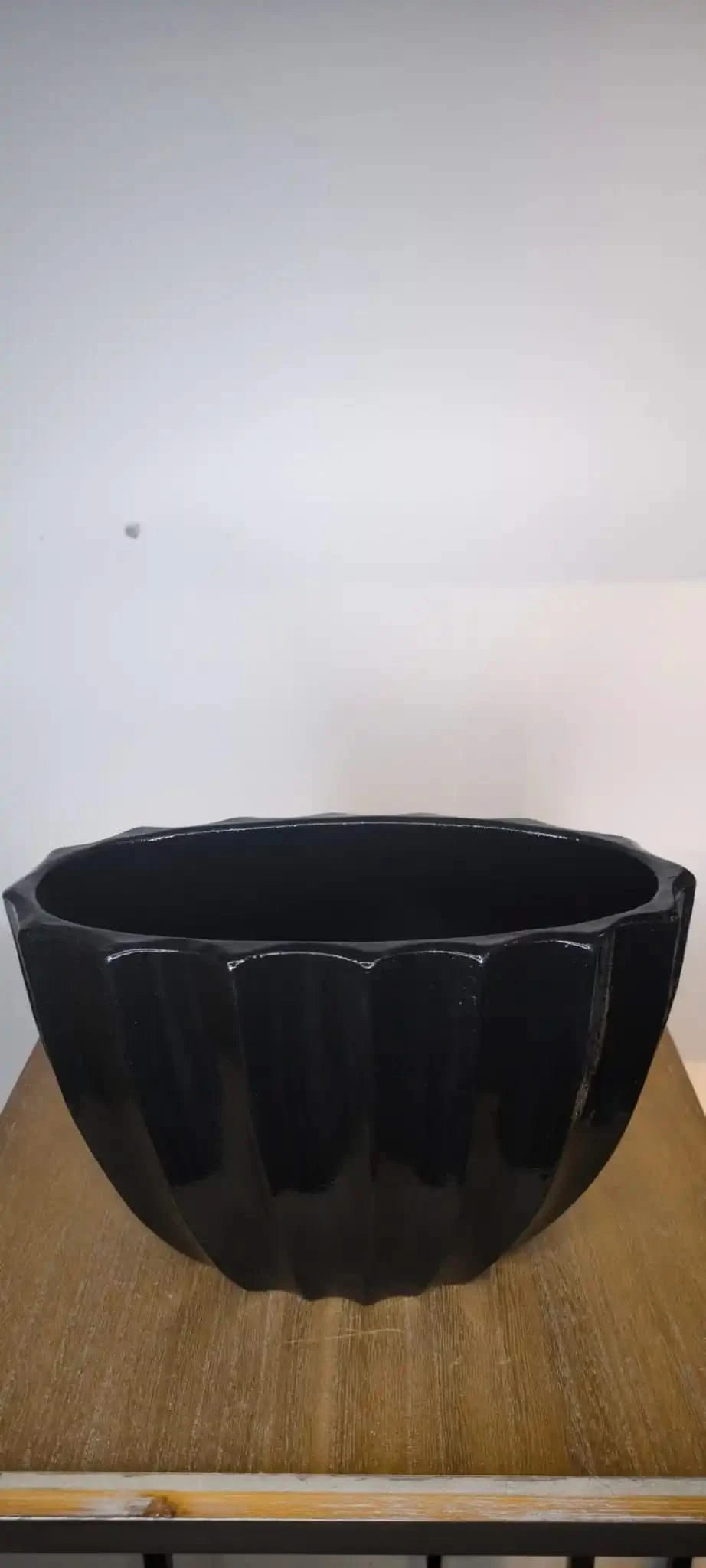 Vase Töpferton Lackiert Glänzend 18cm hoch 28cm breit Handarbeit - Yucca Deko