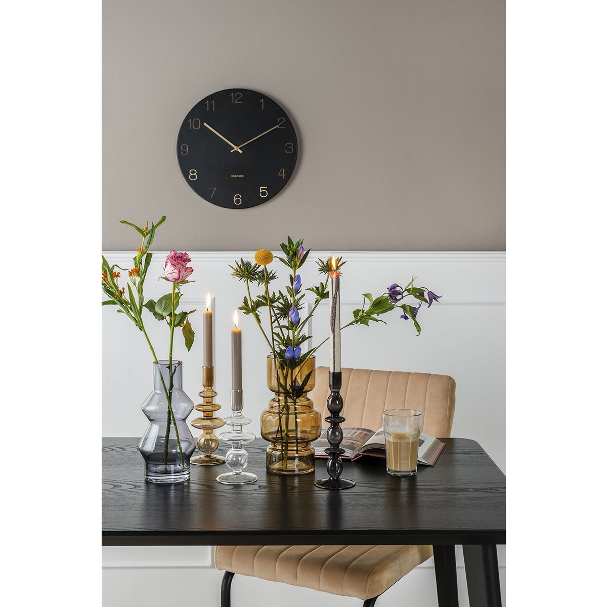 Wanduhr-Charm mit gravierten Zahlen, klein - Yucca Deko