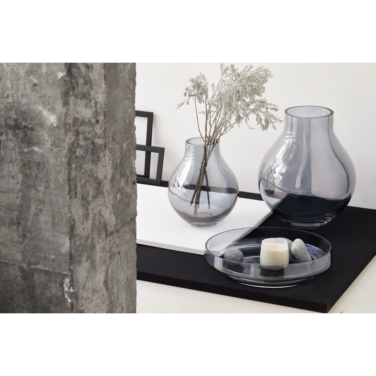 XL-Glasvase in Kolbenform, 36 cm hoch, ENVIE 36SI, 9 mm dickes Glas - Yucca Deko