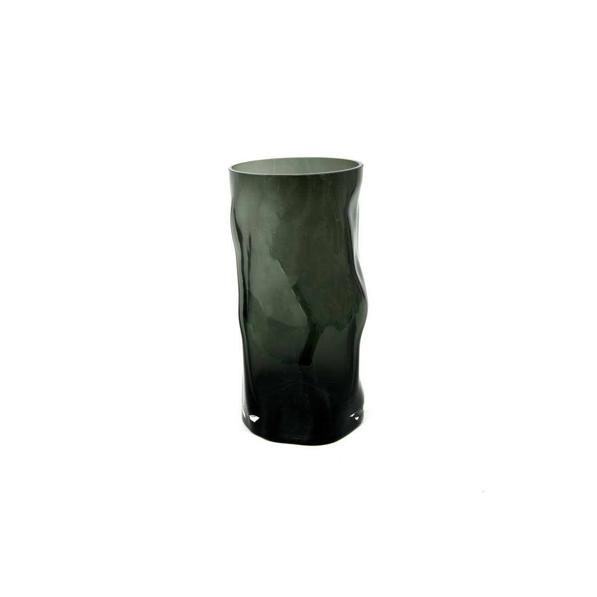 Zylindrische Glasvase mit unregelmäßiger Form, wie schwarzes Holz. ABU30GR - Yucca Deko