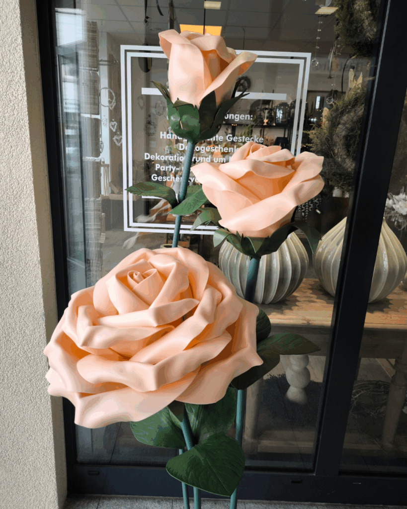 Schaumstoffblume 3 Rosen Set Champagne