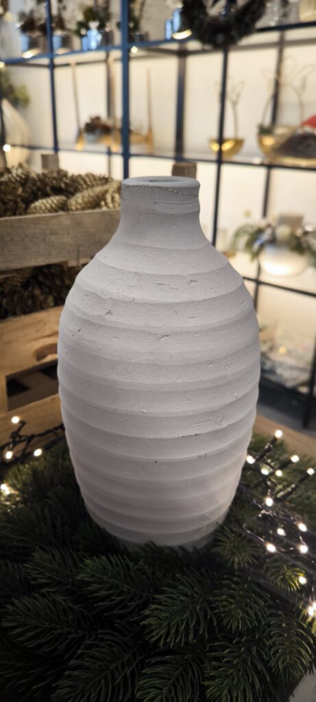 Vase Töpferton Handarbeit 30cm Weiß