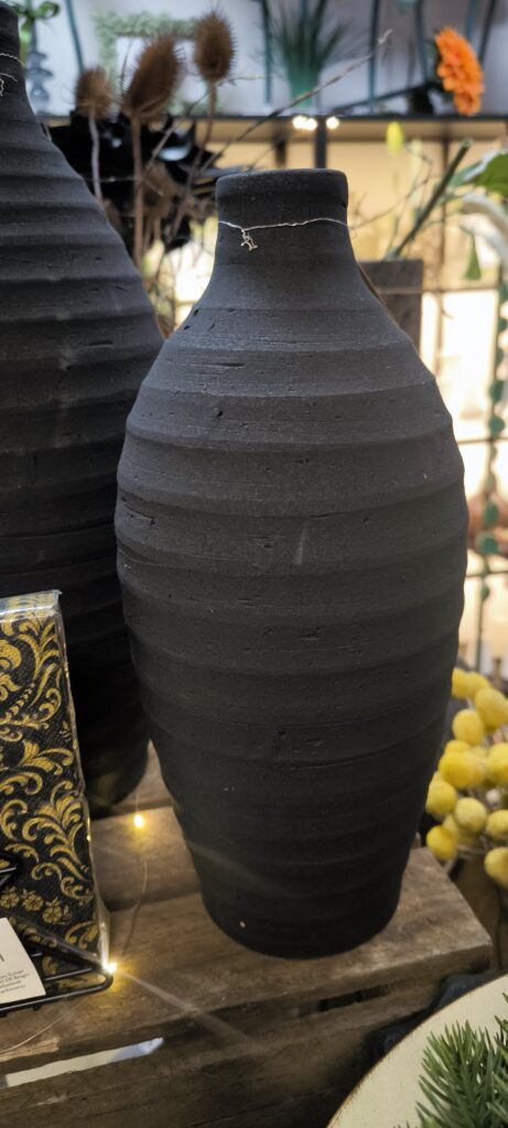 Vase Töpferton Handarbeit 30cm Schwarz
